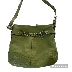 Coach Soft Green Leather Crossbody Bag Silver Hardware